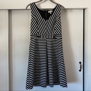 Modcloth Monteau Black & White Fit and Flare Dress